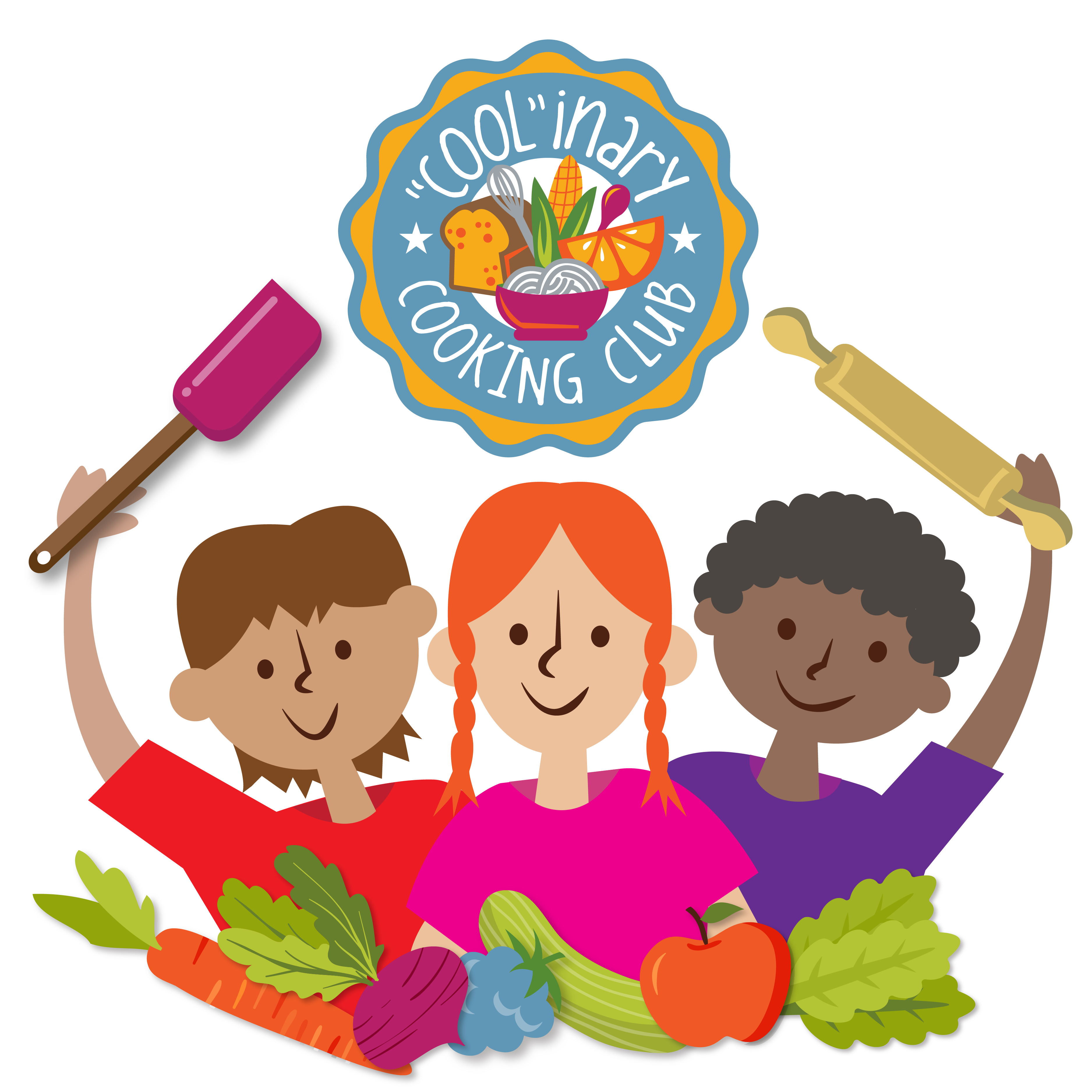 happy children taking a sticky fingers cooking online cool'inary club cooking class together